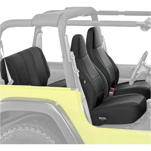 HECASA Seat Covers Set Compatible with 1997-2002 Jeep Wrangler TJ Black Front & Rear Long-Lasting