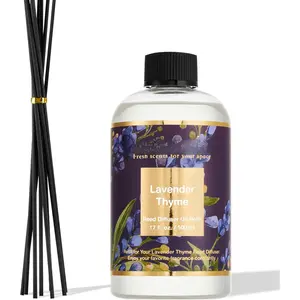 Reed Diffuser Refill Lavender Thyme 17oz (500ml) with 8 Rattan Sticks -  Long-Lasting Scented Oil,   for Bedroom, Bathroom  Decor