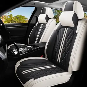 OTOEZ Universal Nappa Leather Car Seat Covers Full Set 5 Seats Waterproof Durable with 2 Headrests Easy Install Automotive Interior Protector