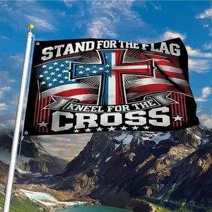 This one-piece design is suitable for a variety of occasions. Adorned with religious quotes and Christian themes, this American flag features two metal eyelets, making it suitable for all seasons. It's an ideal choice for patio and garden decorations and