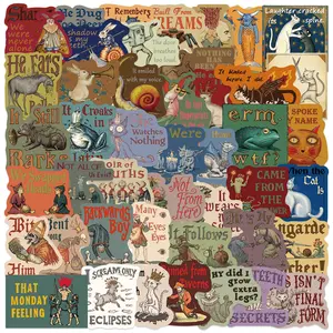 Cartoon Medieval Gothic Abstract Vintage Decor DIY Phone Laptop Water Cup Funny Stickers, Unique Retro Design, Perfect for Personalization