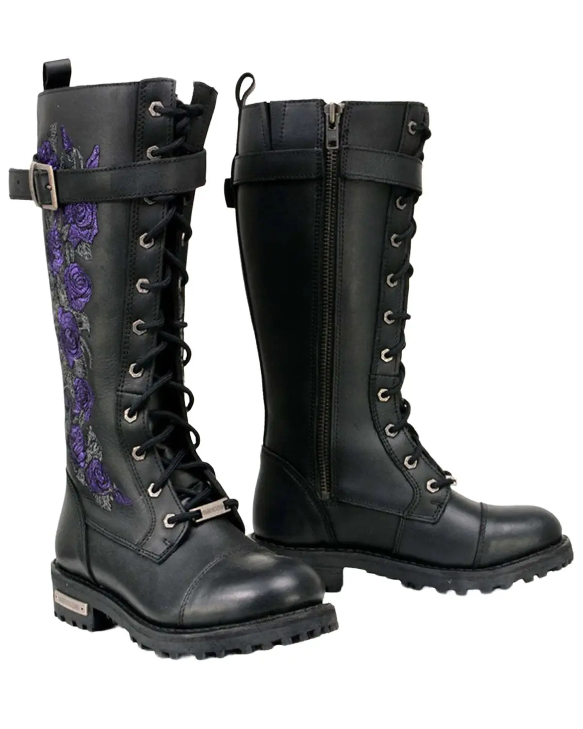 Milwaukee Leather Women's Women'S Floral Embroidered Tall Motorcycle Boot - Mbl9357