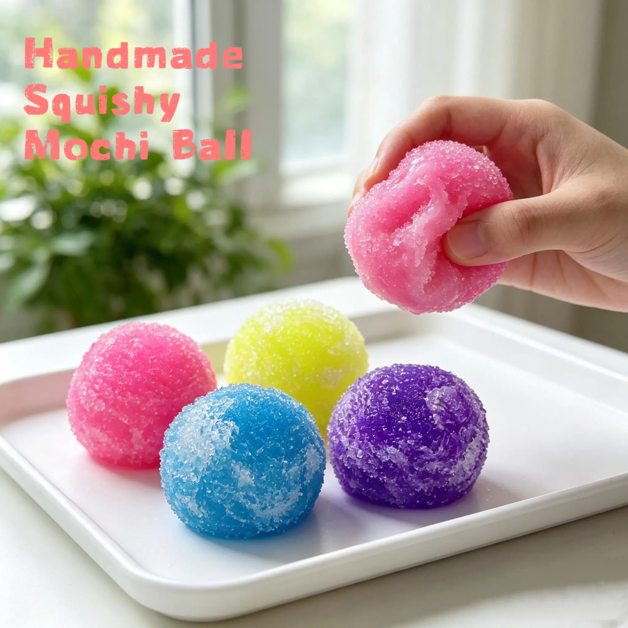 NeeNeeLoh Handmade Crystal Mochi Squishy for ADHD & Anxiety Relief – Dry Crackly Crunchy Stress Toy, Sensory-Friendly ASMR Fidget Toy with Satisfying Crunch