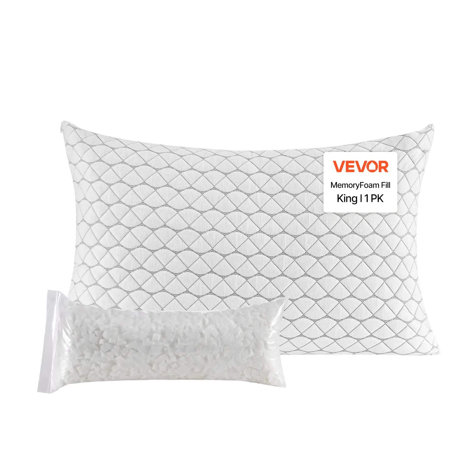 【Summerfinds】VEVOR Queen Size Luxury Hotel Bed Pillow - Contoured & Premium Memory Foam FillSupportive AdjustableNatural Fiber Pillowcase IncludedBedding for Back & Side SleepersContoured Memory Foam, Custom-Molded Standard Pillows