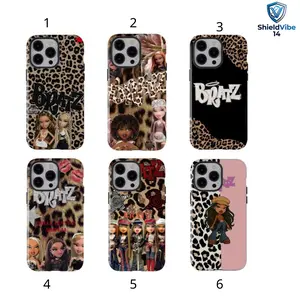 [ShieldVibe 14] Y2K Bratzs Styles Leopards Prints Tough Case for iPhone 17 16 15 14 13 12 11 Pro Max Plus SE Shinys Retros Trendys Dual Layer Shockproof Protective Cover