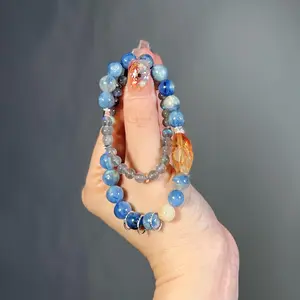 Freeform Kyanite & Citrine Double Wrap Bracelet - Adjustable Double Loop Design for Energy Healing & Confidence Boost - Handcrafted Natural Gemstones for Daily Wear & Gift Giving