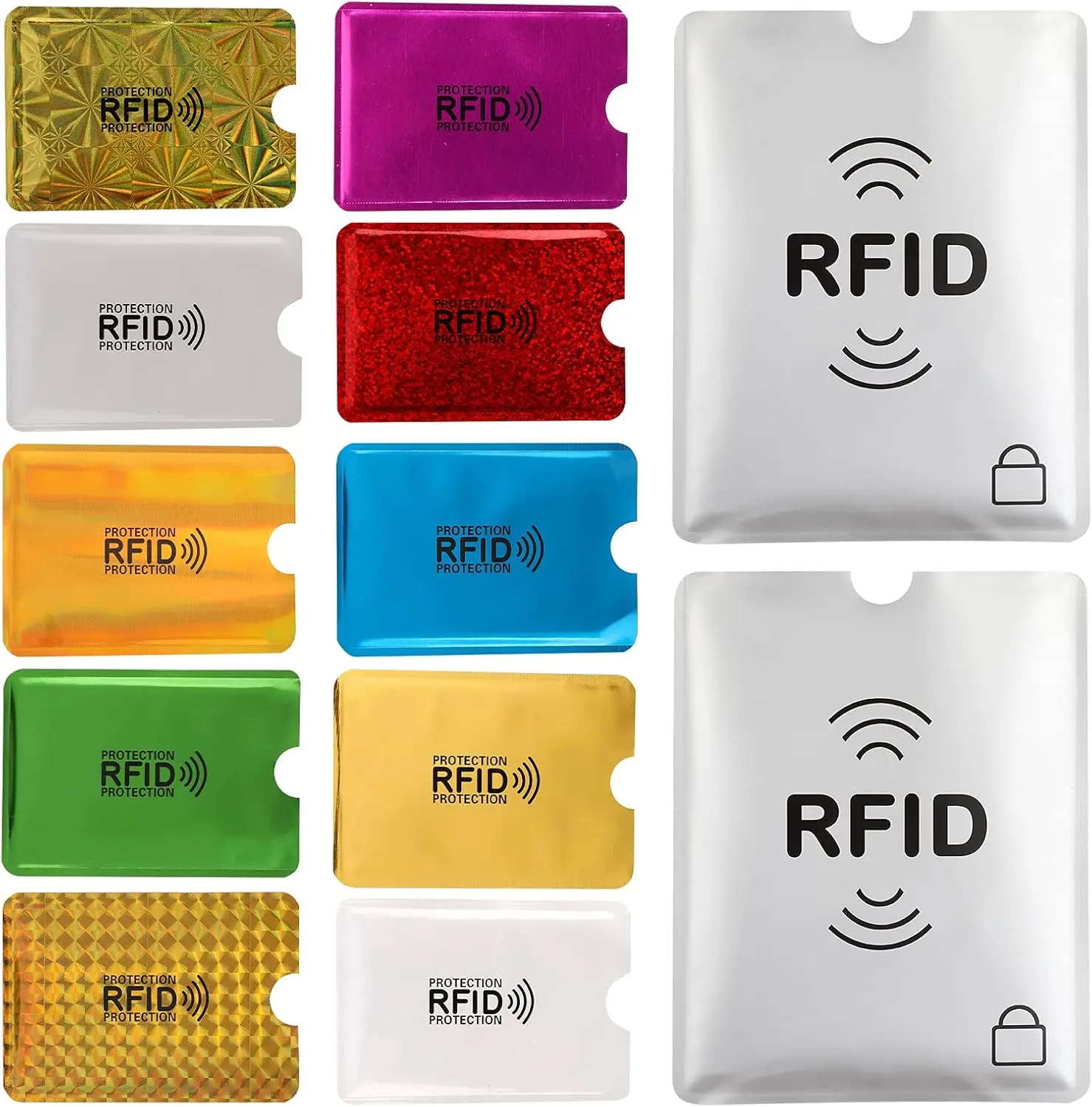 28 RFID Blocking Sleeves (24 Credit Card Protector Holders in& 4 Passport Protectors), Identity Theft Protection Secure Sleeve for Credit Cards, Debit Card, 2pcs Clear Plastic Sleeve