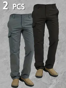 HOMUG Men's Solid Color Pockets Jogger Pants - Soft Running Pants, Men's Pants Suitable for Daily Fitness Exercises and Casual Attire, Suitable for Autumn and Winter Clothing Fathersdaygift