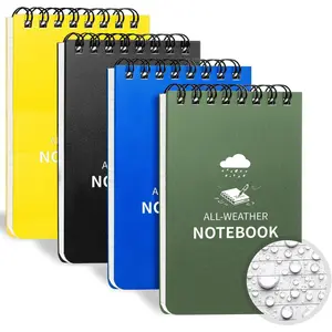 Waterproof 4 Pack 3" x 5" Top-Spiral All Weather Pocket Notepad Mini Memo Note Pads for Outdoor Office School Recording Multicolor