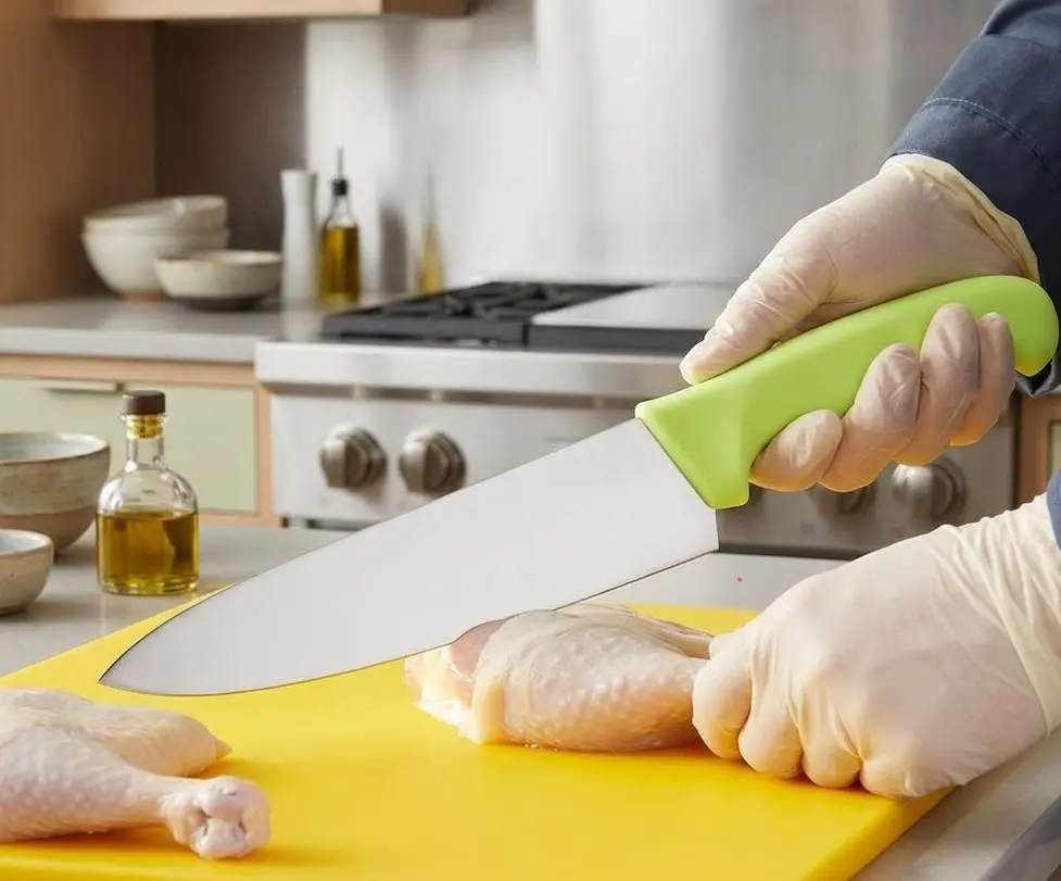 Green Knife Chef Stainless Steel Chef Knife with Green Handle, Includes Green Lid Cover, Durable Design for Efficient Chopping and Slicing, Cooking, Cutting, Knives
