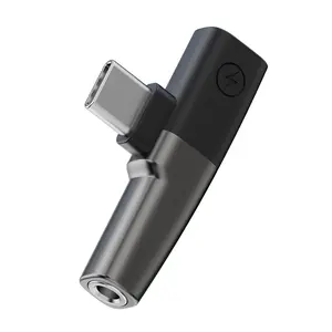 2-in-1 Dual Type C to 3.5mm Jack Audio Adapter, 30W Fast Charging & Headphone AUX Converter, for Type C Phones