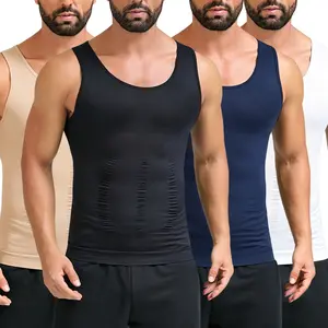 Men's Sleeveless Slim-Fitting Compression Tank Top, Undershirt Shapewear for Gynecomastia, Tummy and Abdomen Control