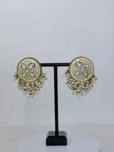 Meenakari Stud Earrings with Pearl & Bead Drops | Traditional Indian Statement Jewelry