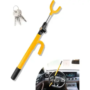 Steering Wheel Lock, Heavy Duty Anti-Theft Device, Adjustable Length for Cars, Trucks, Vans & SUVs, Yellow