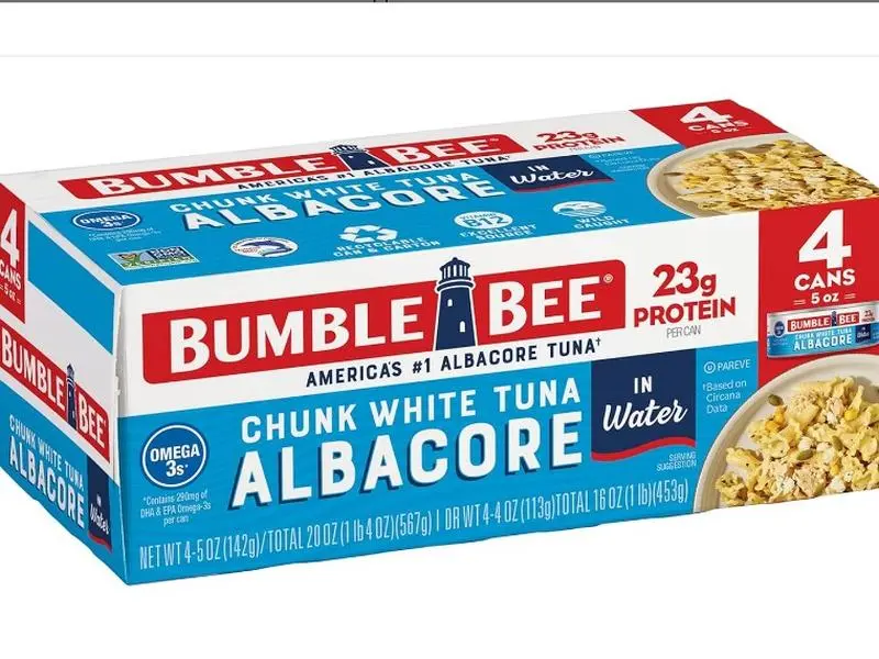 Bumble Bee Chunk White Albacore Tuna in Water, 5 oz Can (Pack of 4) - Wild Caught Tuna - 23g Protein per Serving, High in Omega-3s - Non-GMO Project Verified, Gluten Free, Kosher