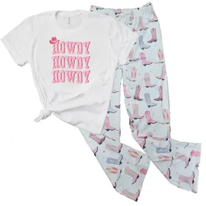 Cowboy Boot Pajama Set, Country Themed Pajamas, Nashville Bachelorette Gift PJ Set