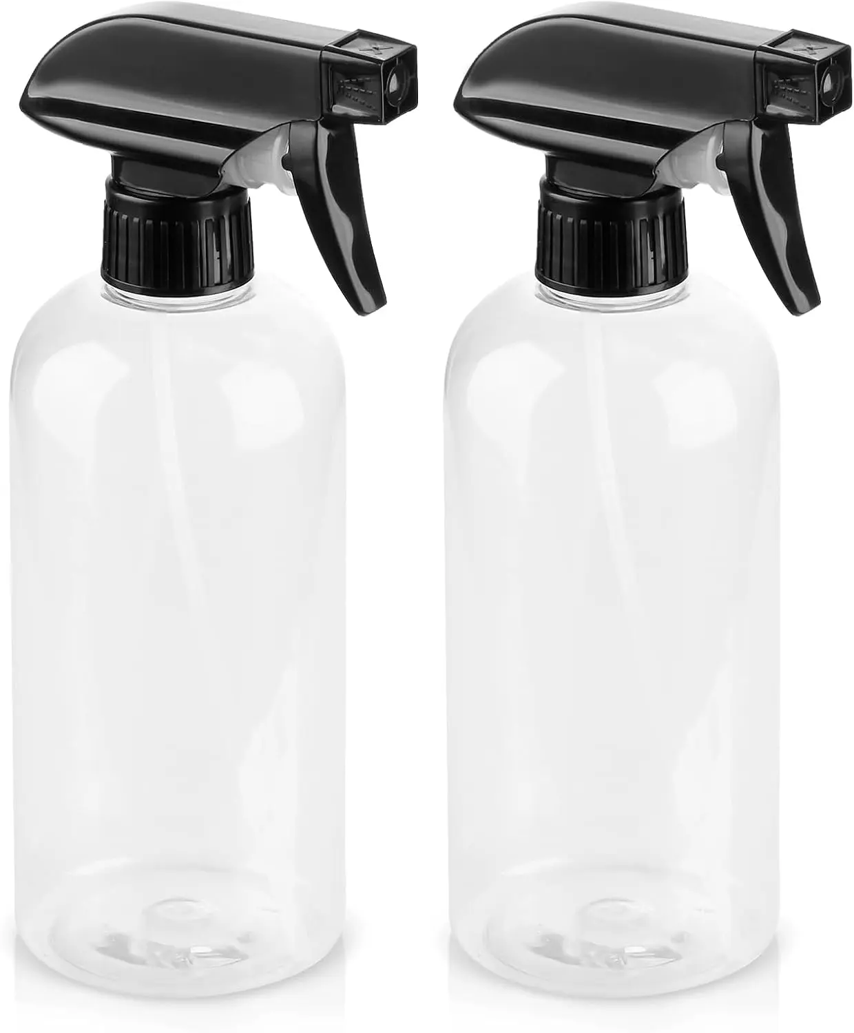 Plastic Spray Bottles 2 Pack Clear Empty Spray Bottle 16oz 500ml Squirt Bottle Sprayer for Hair, Cleaning,
