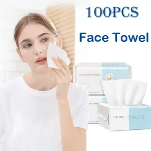 100 Count Disposable Face Towel Cotton Tissue Soft Gentle Thick Dry Wipe Reusable Makeup Remover Pads Facial Cleansing Tissue Facial Care Tools
