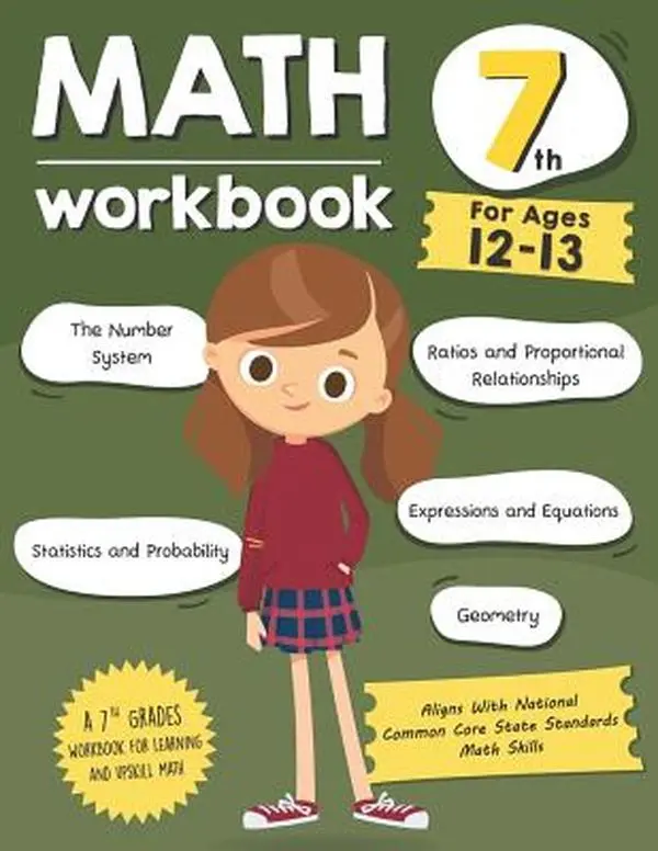 7th Grade Math Workbook for Ages 12-13, National Common Core Math Skills Aligned Learning Books - Tuebaah, Paperback