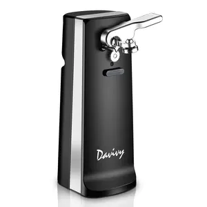 Davivy Electric Can Opener,Stainless Steel Tall Automatic Can Opener, Knife Sharpener and Bottle Opener (Black)