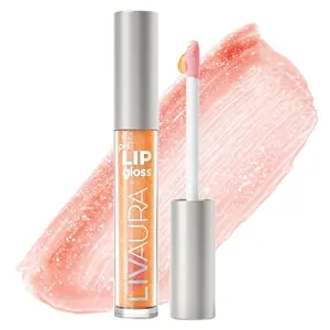 LIVAURA Shimmer Lip Gloss pH Activated, Glitter Lip Gloss for Women, Glossy, Shiny, Sparkly Lip Gloss, High-Shine Glittery Lipstick, Glimmer Sparkle Lipgloss, Made in USA (Glowing Amber) Makeup Oil