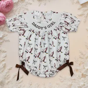 teen Kids Cute Smocked Daddy's Girl Baby Bows Ducks Hunting Ruffle Rompers clothes spring fashion summer toddler outfit style