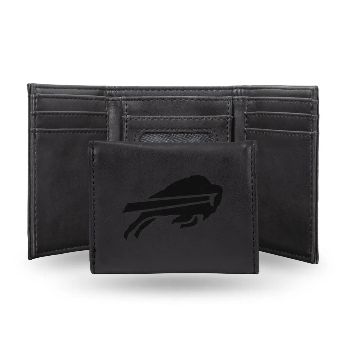 212 MAIN Men's Artificial Leather NFL Official Licensed Buffalo Bills Laser-Engraved Logo Black Trifold Wallet, Collectible Men's Wallet for Football Fans, Artificial Leather Men's Wallets