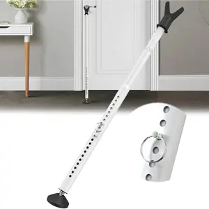Sliding Glass Door Lock & Door Stoppers  Bar Keep Your Home , Adjustable Jammer with Interchangeable Caps & Rubber Tips, Ideal for Home, Apartment and Travel Protection,White 1Pack