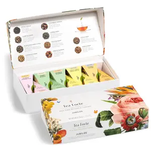 Tea Forte Premium Petite Tea Gift Set Sampler – 10 Pyramid Infuser Bags, 5 Blends (2 Each), Individually Wrapped, Handcrafted Jubilee Collection, Elegant Tea Box