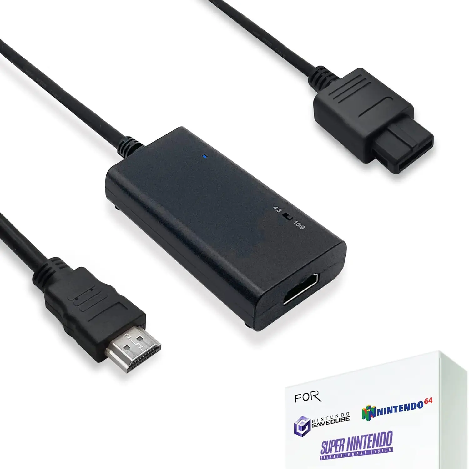HDMI Cable for  Gamecube,  64 N64, Super  SNES (3-in-1), GameCube/SNES/N64 to HDMI Adapter with S-Video Signal Output (Better Video Quality), HD Converter with 4:3/16:9
