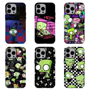 Invad3r Zim Gir Checkerboard & Skulls Phone Case | Invad3r Zim Gir Collage Tough Phone Case For iPhone 17 Pro Max 16 15 14 13 12 11 for Samsung S21 S22 S23 S24 S25 S26 Phone Case | Tough Phone Case | gift for him for her | Best Gift