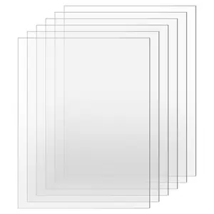 6 count Plexiglass Sheets, 8.5" x 11" x 0.04 Clear PET Sheet Panels, Clear  Plastic Sheet for Picture Frame, Invitations, Poster Frames Plastic Board