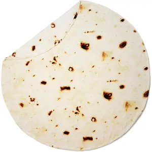 Excervent Large Tortilla Burritos Wrap Blanket, 300 GSM Double Sided Funny Realistic Food Blanket, Giant Novelty Tortilla Super Soft Taco Flannel Throw Blankets as, 71 inch Beige