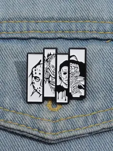 Horror Movie Enamel Pin Brooch, and Demon Slayer Character Badge, Casual Fashion Accessory for All Seasons