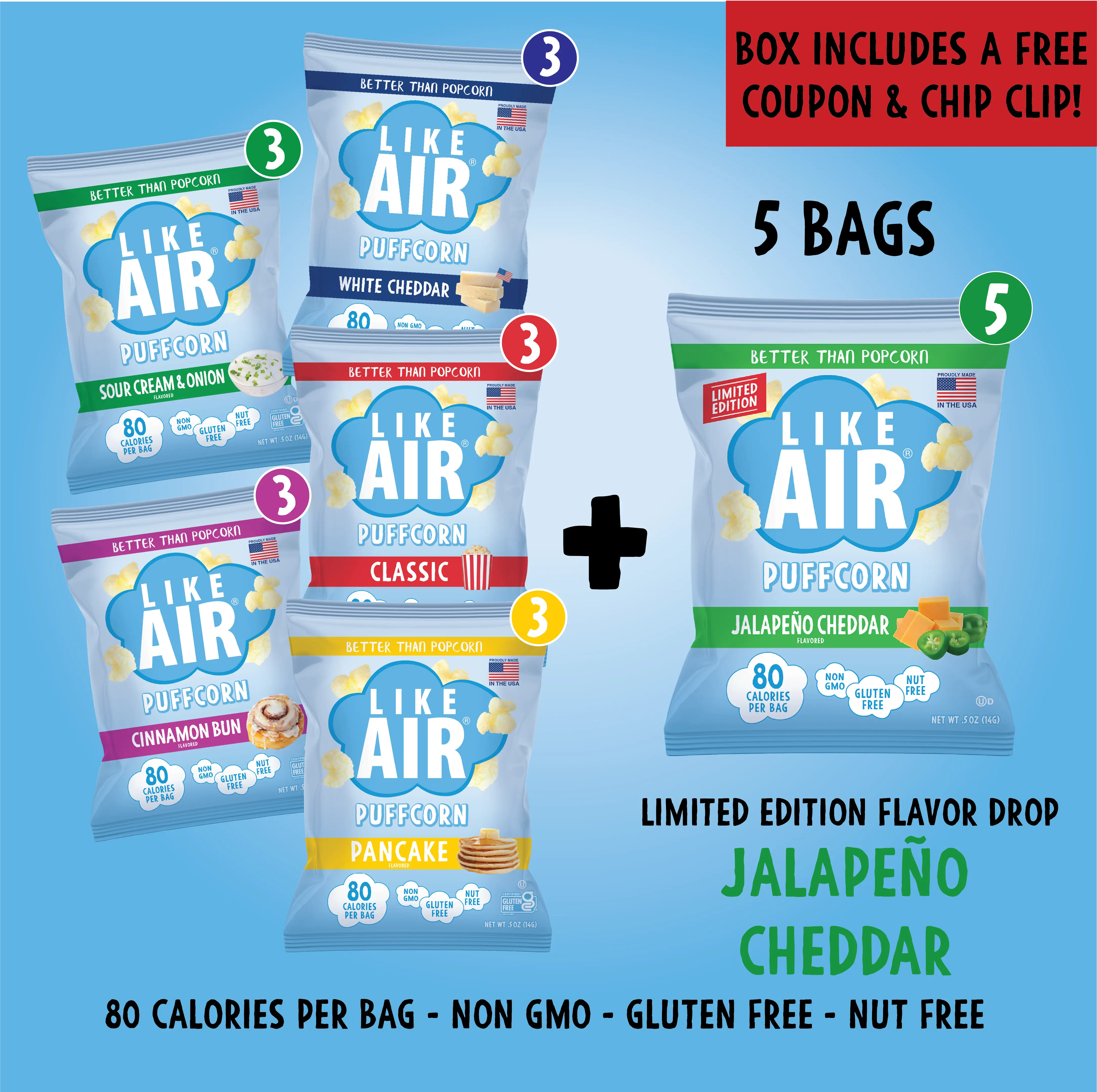 20ct Flavor Drop Variety Pack - Like Air Puffcorn 20ct Flavor Drop Variety Pack - Like Air Puffcorn