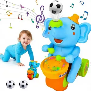 Musical Crawling Baby Elephant Toy with Blowing Balls & Lights Interactive Sensory Toy for Infants 6-12 Months Birthday Gift for Boys & Girls