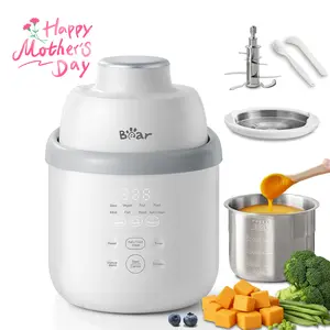 Bear NutriEase AllStage Stainless Steel Baby Food Maker Steamer and Blender, mothersdaygift Truly OneStep Baby Food Processor Puree Maker Grinder Mills, Auto Cooking&Grinding for Healthy Homemade Baby Food, BPA-Free