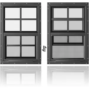 2 Pack Shed Windows 12" W x 18" H Flush Mount, Black Household Windows for Playhouses, Barns, Chicken Coop