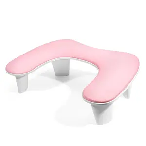 U-Shaped Manicure Arm Rest Pillow Cushion for Nail Care & Nail Art, Ergonomic 15° Tilt, Non-Slip Silicone Pad, Waterproof PU Leather, Pink, 18x12x6in, Easy Assembly, Ideal Gift