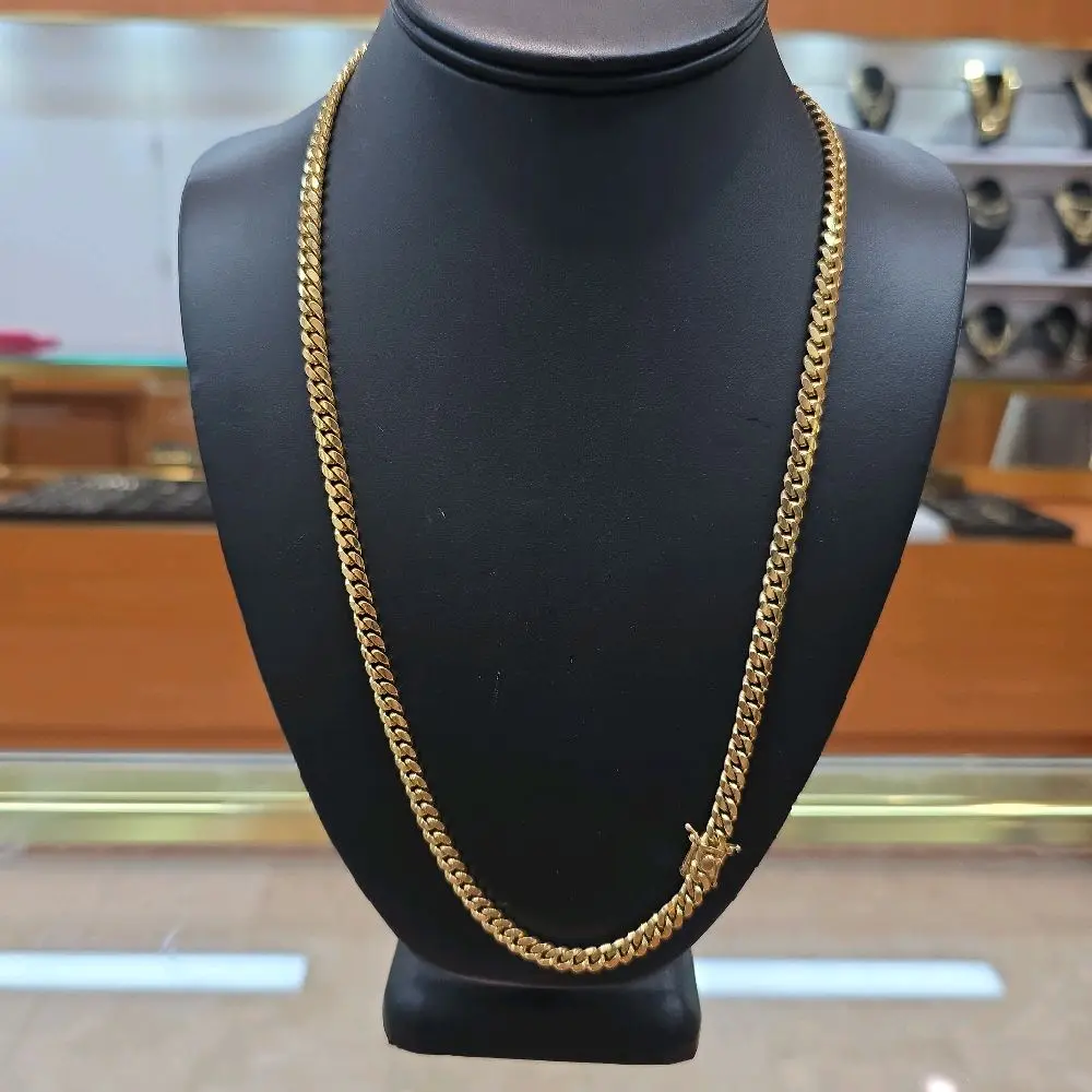 cadena cuban link 10k size 24 7 mm