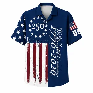 Patriotic US Flag Hawaiian Shirt, 250 Years 1776 2026 Aloha Shirt, Summer Short Sleeve Gift for Men