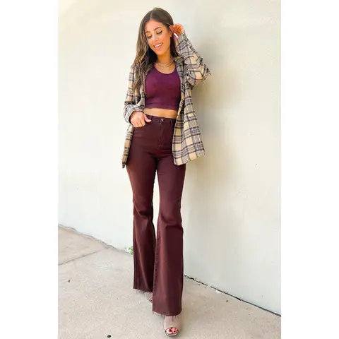 Judy Blue Tummy Control Flare Jeans - Espresso