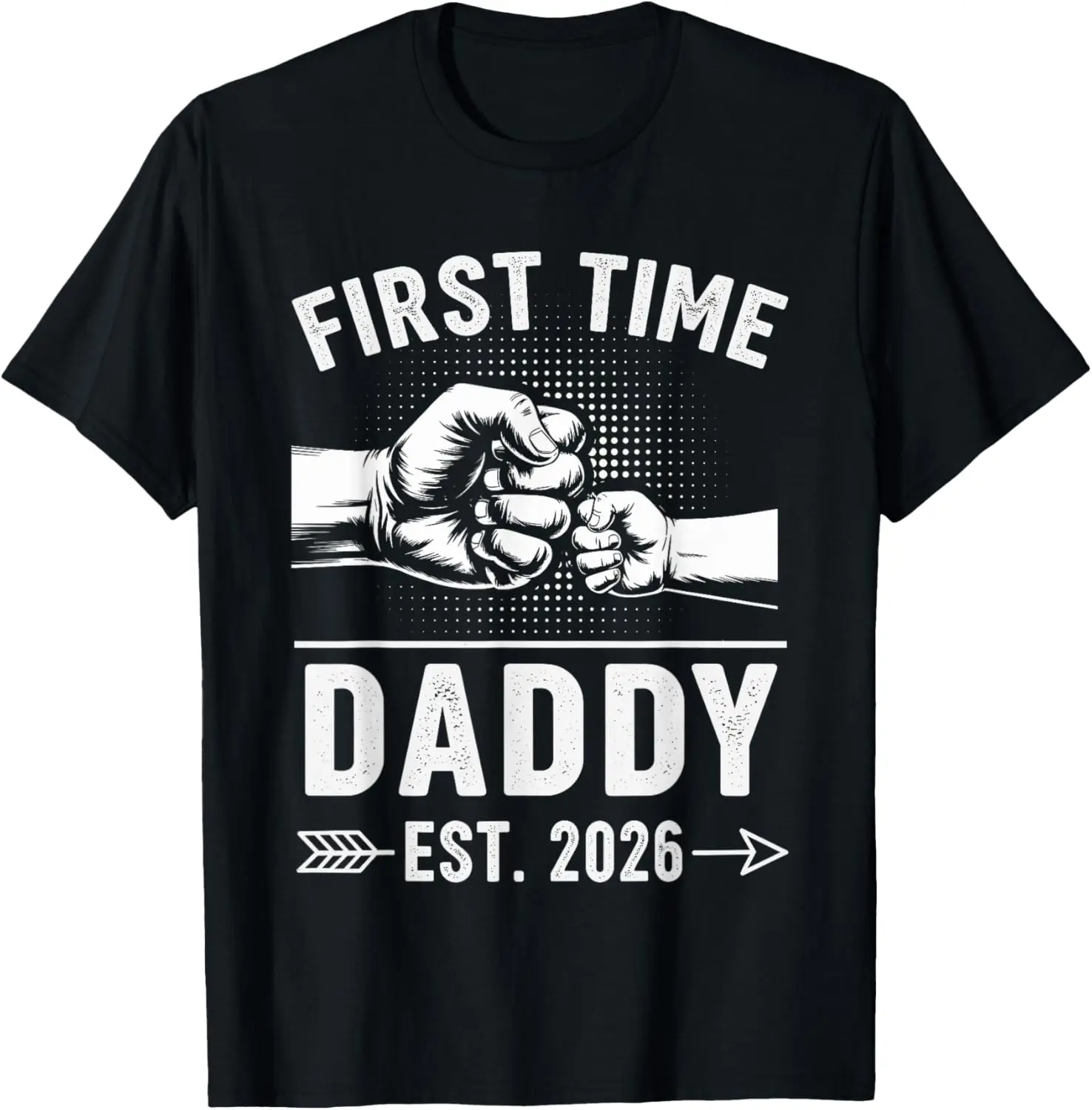Women's 2026 First Time Daddy Graphic T-Shirt - Vintage 100% Cotton Short Sleeve Tops, Casual Distressed Funny New Dad Gift Idea, Shortsleeve