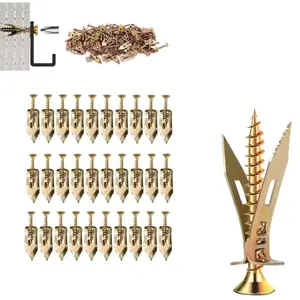 60 Pack No Drill Drywall Anchors and Screws Heavy Duty Zinc Plated Steel Self Drilling Self Tapping Anchors for TV Bicycle Cabinet Kitchen Bathroom Fixing