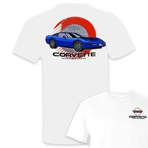 Classic C4 Corvette T-Shirt – Retro White Double Side Graphic Tee, Car Culture Shirt for Men & Women