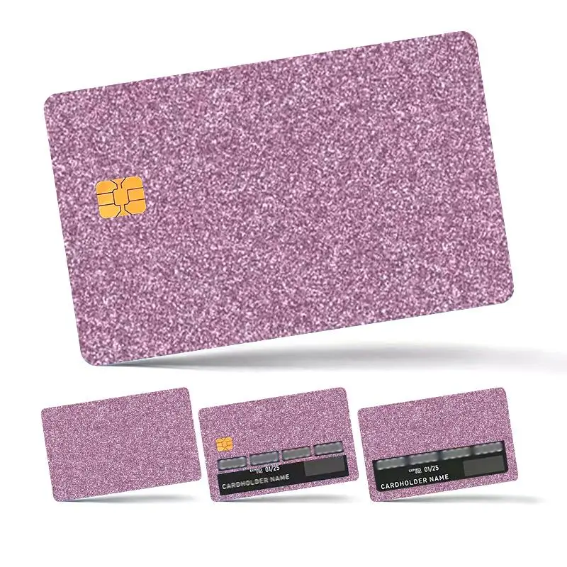 Glitter Credit Card Skin Vinyl Sticker, 4 Counts Ultra-thin Waterproof & Scratch Resistant Card Sticker, Personalized Bank Card Skin Protector