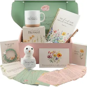 Christian  Set for Women, Faith Based Box with Mug, Journal, Prayer Cards, Bracelet and Keepsake, Religious Present, Inspirational   for Birthdays