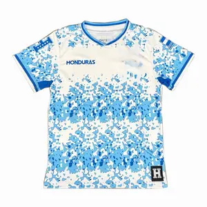 Honduras Soccer Jersey - White with Blue Splash Design for Men's Football Fan
