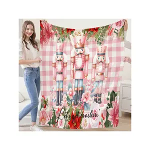Cozy Pink Rose Nutcracker Christmas Throw Blanket - Super Soft Fleece, Perfect For Bed & Couch, Ideal Xmas Gift And Home Decor, Christmas Decor-30*40in