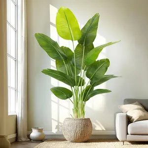 Lifelike Bird of Paradise Artificial ,6ft Faux Banana Leaf Tree with 13 Trunks -  Indoor Silk Floor  for  Decor in Living Room, Office, and Bedroom 1Pack